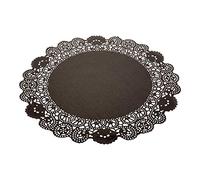 Restaurantware Pastry Tek 12 x 12 Inch Lace Doilies 100 Decorative Tableware Placemats - Disposable Round Black Paper Table Doilies For Birthdays Or Weddings Table Decor