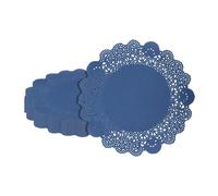 Restaurantware-Pastry Tek 8 x 8 Inch Paper Lace Doilies, 100 Disposable Table Doilies - Elegant Lace Finish, Long Lasting, Navy Blue Paper Placemat, for Pastries, Cupcakes, Desserts