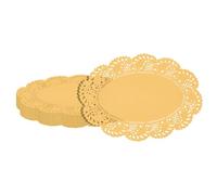 Restaurantware-Pastry Tek 9 x 6.5 Inch Paper Lace Doilies, 100 Oval Disposable Table Doilies - Elegant Lace Finish, Long Lasting, Orange Paper Lace Doilies, for Pastries, Cupcakes, Desserts