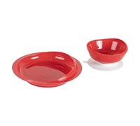Restaurantware Suction Plate and Bowl Set 2-Piece 1 Pack of Red Plate and 1 Bowl Suction Dinnerware with High to Low Rim Hot & Cold Friendly for Elderly with Dementia, Parkinsons and Disabled