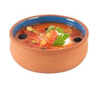 Restaurantware-Terra Tek 17 Ounce Terracotta Cazuelas, 2 Blue Glazed Clay Pots For Cooking - Oven-Ready, Microwavable, Terracotta Serving Pots, Dishwashable, For Cooking And Serving