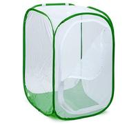 RESTCLOUD 36" Large Monarch Butterfly Habitat, Giant Collapsible Insect Mesh Cage Terrarium Pop-up 24 x 24 x 36 Inches Tall (White + Green)