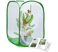 RESTCLOUD Insect and Butterfly Habitat Cage Terrarium Pop-up 24 Inches Tall, Polyester Bottom for Easier Clean