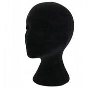 RESTEQ Black Velvet Mannequin Head for Hats, Wigs & Accessories - Styrofoam Display Stand, 50cm Circumference, Ideal for Salons & Shops