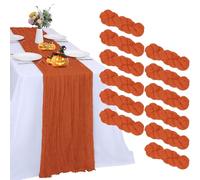 RestfulGlow 12 Pack Orange Cheesecloth Table Runner 10FT Boho Cheese Cloth Gauze Fabric Table Runner 35 x 120 Inch Rustic Sheer for Spring Wedding Decor Holiday Home Baby Shower Party
