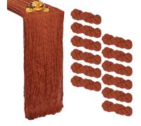 RestfulGlow 12 Pack Terracotta Cheesecloth Table Runner 10FT Burnt Orange Cheese Cloths Gauze Fabric Table Runners 120 Inch Rustic Sheer for Fall Wedding Birthday Party Baby Shower Home Decorations