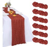 RestfulGlow 6 Pack Fall Table Runner Terracotta Cheesecloth 10FT Boho Gauze Fabric Burnt Orange Table Runner 35 x 120 Inch Rustic for Thanksgiving Wedding Decor Baby Shower Party Boho Decoration