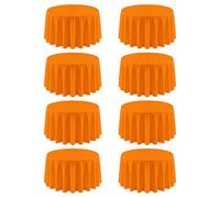 RestfulGlow 8 Pack Orange Round Tablecloth 120 Inch | For 4Ft-7Ft Round Table, Wrinkle Resistant Table Cloth, Washable Polyester Fabric, For Wedding Party Banquet Buffet Camping