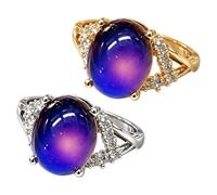 RestfulLux 2 Pcs Color Changing Mood Ring, Adjustable Temperature Ring | Durable zinc alloy mood ring, features temperature sensitive for any occasion, fits for all