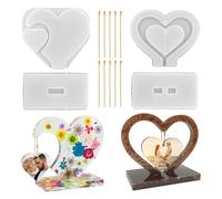 Restikiant 2 Set 3D Resin Mold,Heart Shape Silicone Mold for Resin,DIY Personalised Picture Frame Epoxy Resin Moulds