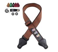 Restikiant Folk Guitar Electric Guitar Bass Pure Cotton Strap with Headstock Pick-Khaki