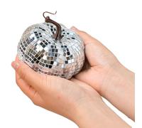 Restikiant Silver Mirror Disco Ball, Pumpkin Shape Disco Ball, Suitable for DJ Club, Halloween Reflective Pumpkin Ball 10cm