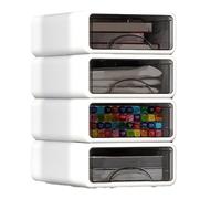 Restikiant Stackable Plastic Organizer Box for Desktop, Makeup, Jewelry, Office Storage - Large Dustproof Container with Drawers