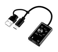 Restikiant USB Audio Sound Card Adapter Aluminum Alloy USB Audio Sound Card Adapter Professional Converter for Laptop Headset PC Speaker