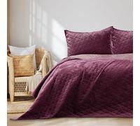 RESTILO Laila Bedspread 170 x 270 cm Purple Double-Sided Quilting Velvet Velvet