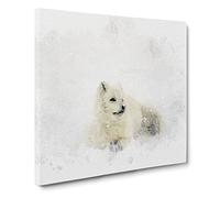 Resting Arctic Fox Canvas Print | Gallery Wrapped 30mm Frame Wall Art | 14x14 inches | Ready to Hang | Abstract Animals Picture | Living Room Bedroom Lounge Office