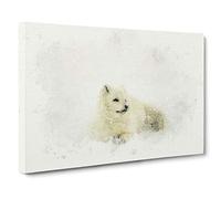 Resting Arctic Fox Canvas Print | Gallery Wrapped 30mm Frame Wall Art | 30x20 inches | Ready to Hang | Abstract Animals Picture | Living Room Bedroom Lounge Office