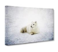 Resting Arctic Fox Canvas Print | Gallery Wrapped 30mm Frame Wall Art | 30x20 inches | Ready to Hang | Abstract Animals Picture | Living Room Bedroom Lounge Office
