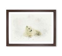 Resting Arctic Fox in Abstract Framed Print | A2 Walnut Framed Wall Art | Ready to Hang | Abstract Animal Picture | Living Room Bedroom Lounge Office