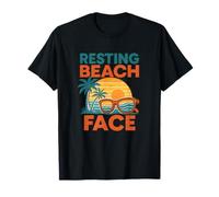 Resting Beach Face Funny Summer Sunset Retro Design T-Shirt