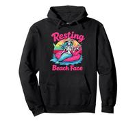 Resting Beach Face Skeleton Mermaid Retro Summer Humor Tee Pullover Hoodie