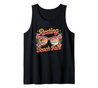 Resting Beach Face Sunglasses Summer Fun Tank Top