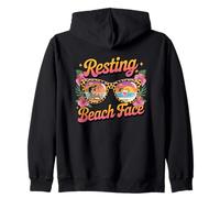 Resting Beach Face Sunglasses Summer Fun Zip Hoodie