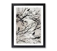 Resting Birds Framed Wall Art Print A2 Black | Ready to Hang, Premium Gi Paper, Fade-Resistant Inks, Securely Packaged, UK Made