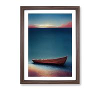 Resting Boat Framed Print | A4 Walnut Framed Wall Art | Ready to Hang | Modern Vehicle Picture | Living Room Bedroom Lounge Office
