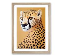 Resting Cheetah Framed Wall Art Print, Ready to Hang Picture for Living Room Bedroom Home Office, Oak A2 (48 x 66 cm)