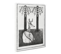 Resting Deer By Samuel De Mesquita Canvas Print | Gallery Wrapped 30mm Frame Wall Art | 20x14 inches | Ready to Hang | Classic Animals Picture | Living Room Bedroom Lounge Office