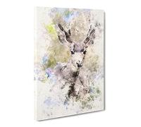Resting Deer Watercolour Canvas Print | Gallery Wrapped 30mm Frame Wall Art | 20x14 inches | Ready to Hang | Modern Animals Picture | Living Room Bedroom Lounge Office