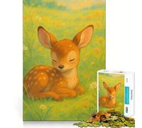 Resting Fawn in A Meadow 1000 Piece Jigsaws for Teenagers Puzzle Smart Game Group Play Image Assembly Wall Art Decor (38x26cm)