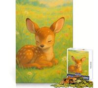 Resting Fawn in A Meadow 1000 Piece Jigsaws for Teenagers Puzzle Smart Game Group Play Image Assembly Wall Art Decor (38x26cm)