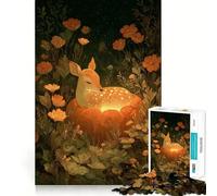 Resting Fawn on Pumpkin Patch 1000 Pieces Jigsaw Puzzles for Teenagers Logic Train Toy Quiet Fun Smooth Cut Lovely Gift (38x26cm)