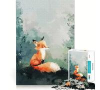 Resting Fox in Forest Illustration 1000 Piece Jigsaw Puzzle for Teenagers Strong Logic Toy Serene Time Clear Edge Creative Gift (38x52cm)