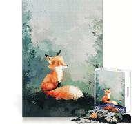 Resting Fox in Forest Illustration 1000 Piece Jigsaw Puzzle for Teenagers Strong Logic Toy Serene Time Clear Edge Creative Gift (38x52cm)