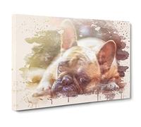 Resting French Bulldog Dog Modern FC Canvas Wall Art Print Ready to Hang, Framed Picture for Living Room Bedroom Home Office Décor, 24x16 Inch (60x40 cm)