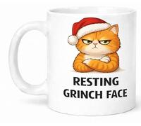 Resting Grinch Face Funny Christmas Cat Ceramic Gift Mug
