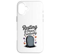Resting in Peace... Eventually Funny Halloween Tombstone Case for iPhone 16 Plus