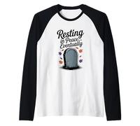 Resting in Peace... Eventually Funny Halloween Tombstone Raglan Baseball Tee