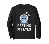 Resting My Eyes Sleepy Power Button Napping Joke Long Sleeve T-Shirt