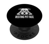 Resting Pit Face Funny Pitbull Dog Lover Owner Gift Dog Mama PopSockets Adhesive PopGrip