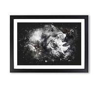 Resting Rhino Paint Splash Framed Print | A2 Black Framed Wall Art | Ready to Hang | Modern Nature Picture | Living Room Bedroom Lounge Office