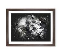 Resting Rhino Paint Splash Modern Art Framed Print | A2 Walnut Framed Wall Art | Ready to Hang | Modern Nature Picture | Living Room Bedroom Lounge Office