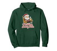 Resting Santa Face Coffee Break Pullover Hoodie, Adult Unisex, Dark Green, Medium