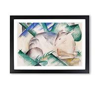 Resting Sheep by Franz Marc Framed Print | A2 Black Framed Wall Art | Ready to Hang | Modern Animal Picture | Living Room Bedroom Lounge Office