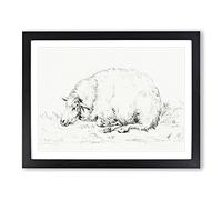 Resting Sheep By Jean Bernard Vintage Framed Wall Art Print, Ready to Hang Picture for Living Room Bedroom Home Office Décor, Black A2 (64 x 46 cm)