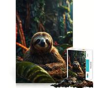 Resting Three Toed Sloth Jigsaw Puzzles 1000 Piece for Adults Smart Reason Toy Casual Fun Smooth Edge Wall Art Decor (38x52cm)