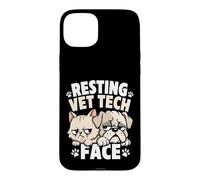 Resting Vet Tech Face Funny Cat Dog Veterinary Case for iPhone 15 Plus